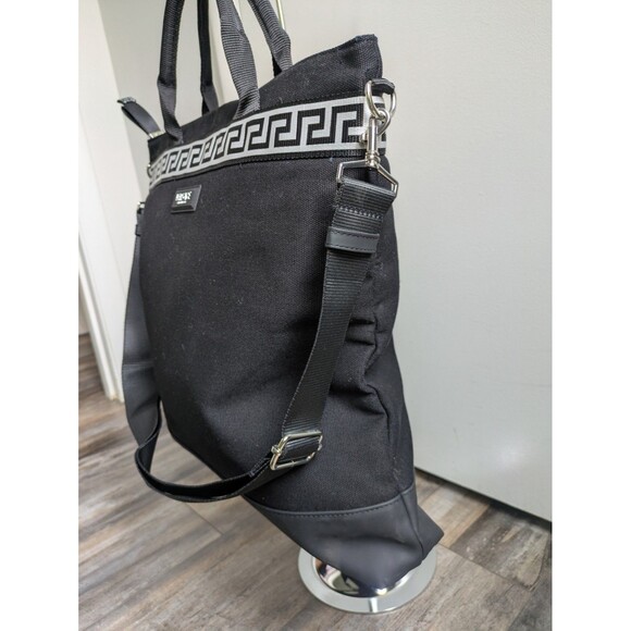 Versace Fragrances Black Canvas Bag Travel Handbag Overnight Gym Shoulder Tote - Picture 3 of 11
